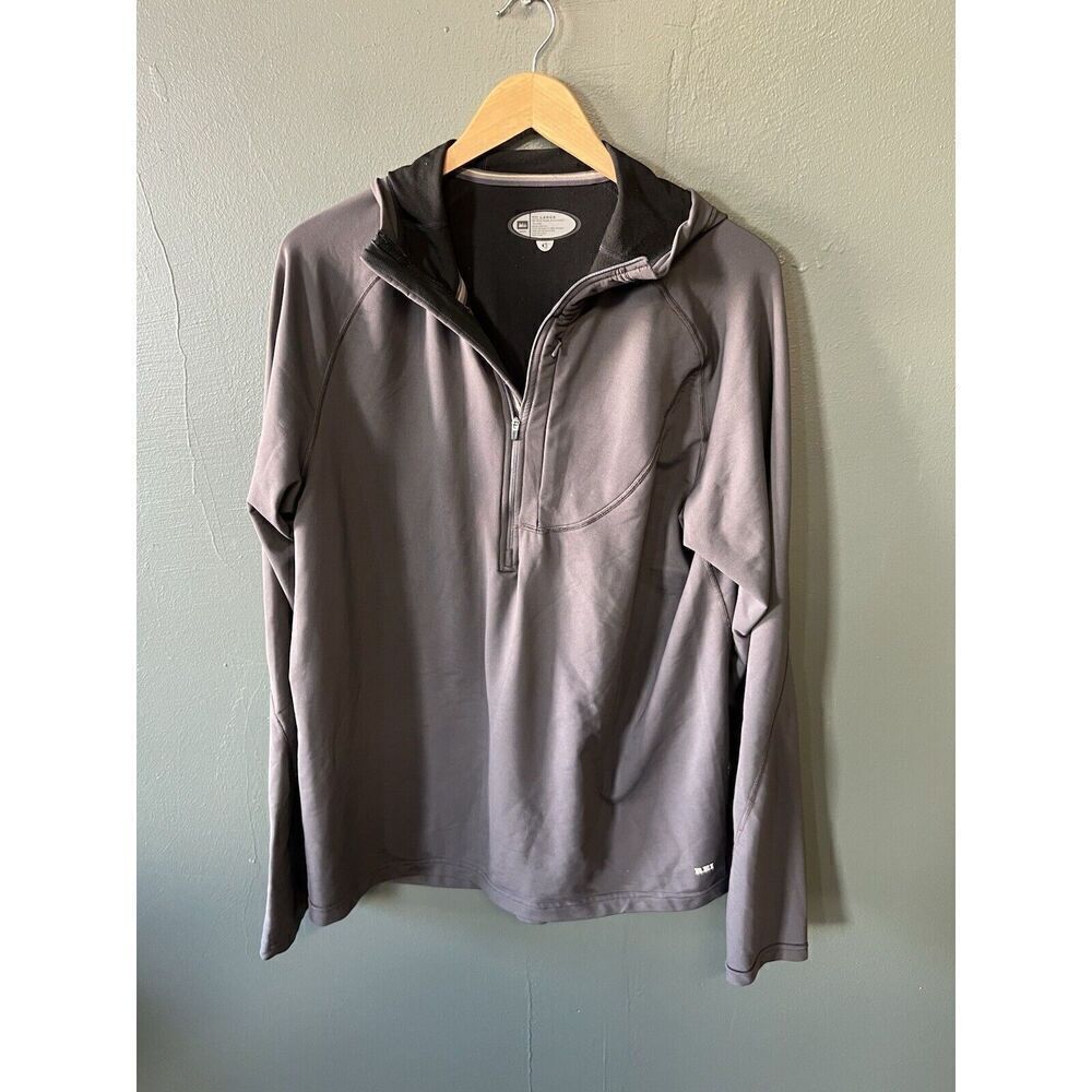 REI Mens Gray 1/2 Zip Pull Over Hooded Sweatshirt Lightweight Size Large